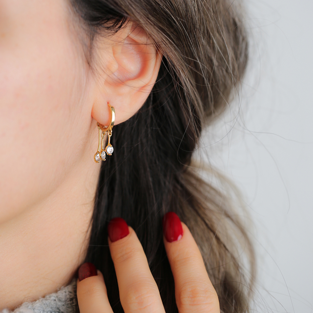 Elegant Zircon Stone Silver Hoop Earrings Wholesale 925 Sterling Silver Jewelry