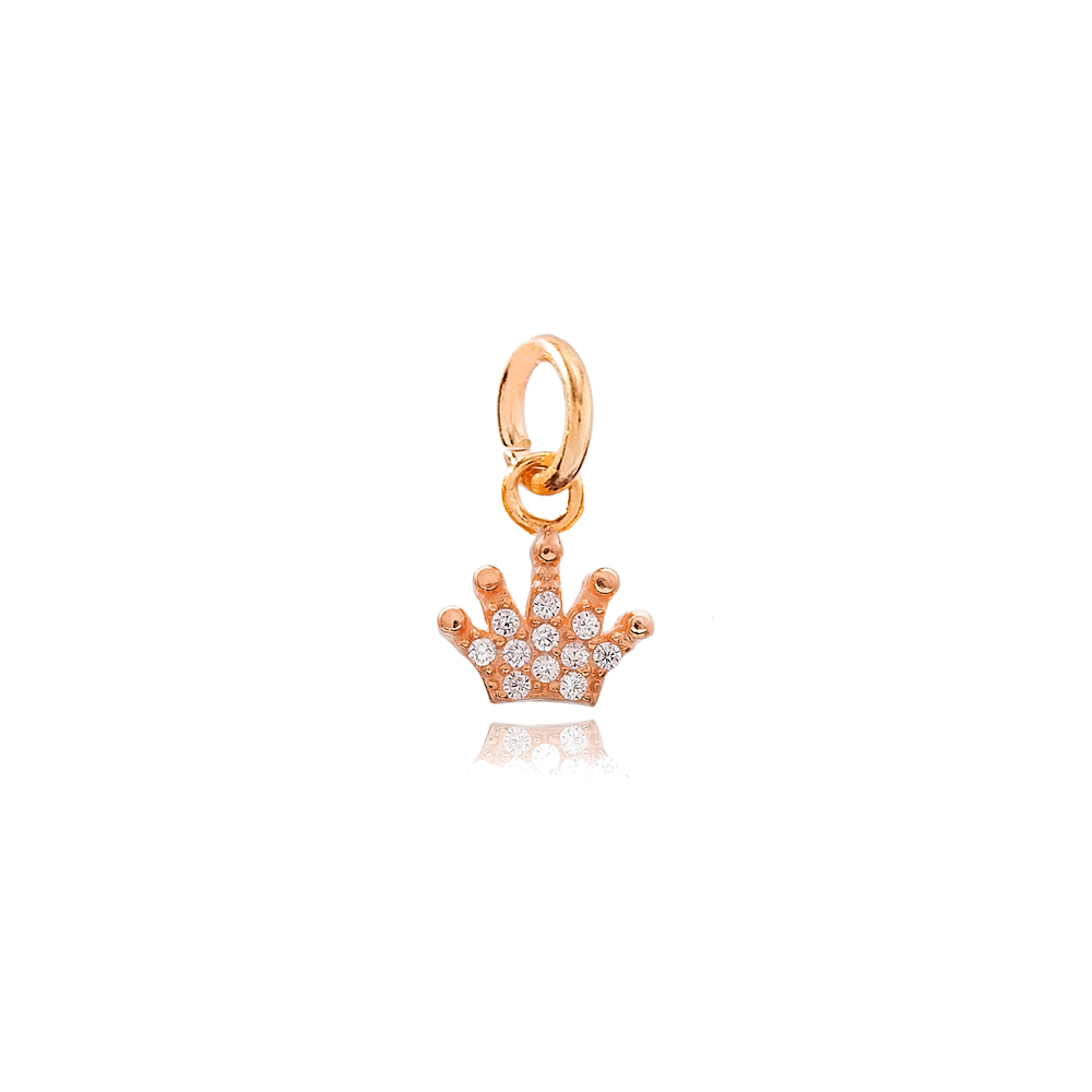 Crown Design Zircon Stone Charm Turkish Handmade Wholesale 925 Sterling Silver Jewelry