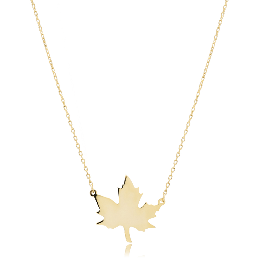 Leaf Design Plain 925 Sterling Silver Pendant Necklace