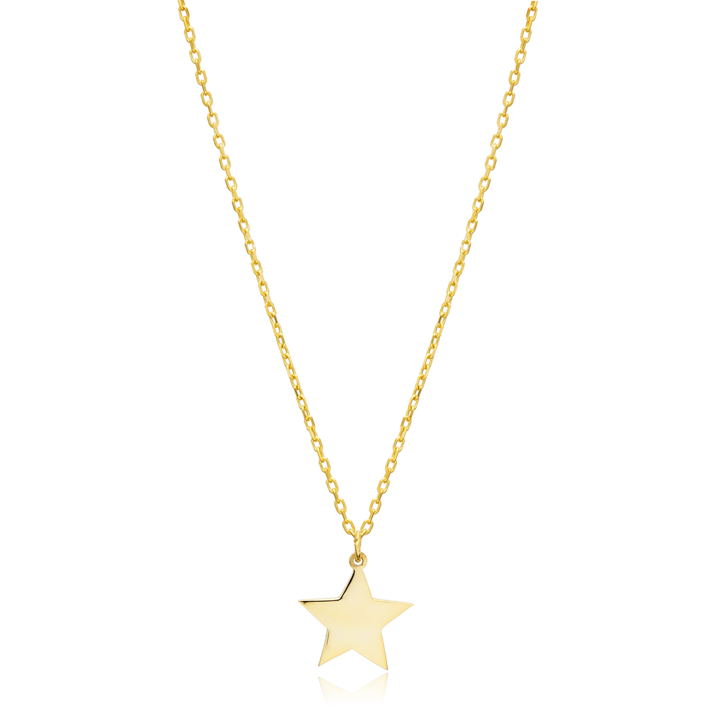 Star Design Plain Sterling Silver Necklace Pendant Jewelry