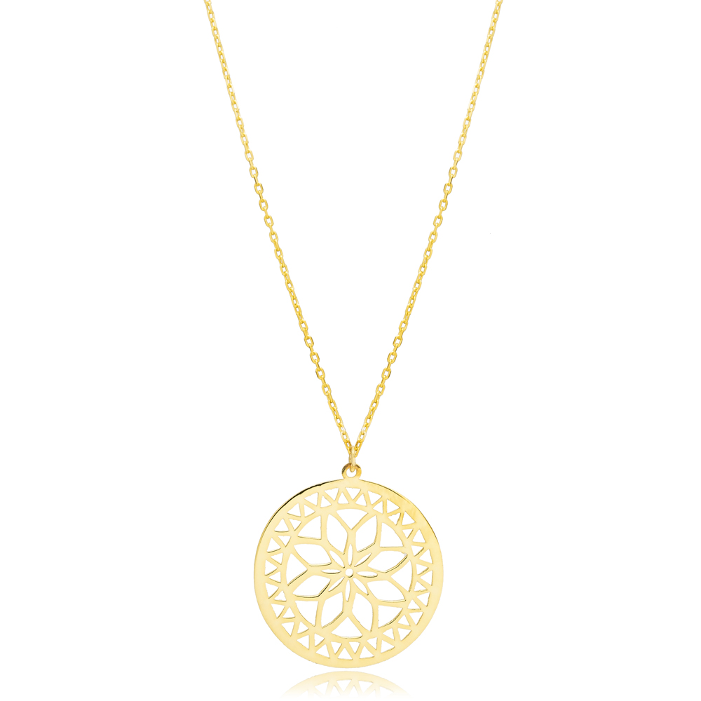 Flower of Life Design Plain Wholesale Silver Necklace Jewelry