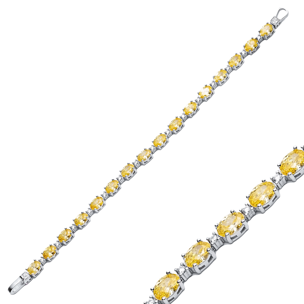 Oval Citrine CZ Stone Tennis Bracelet Jewelry