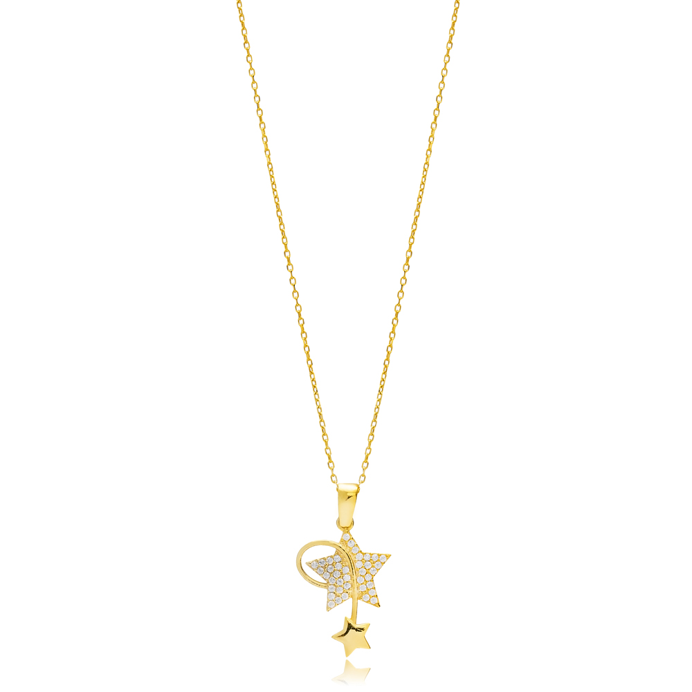 CZ 925 Silver Star Charm Pendant Necklace