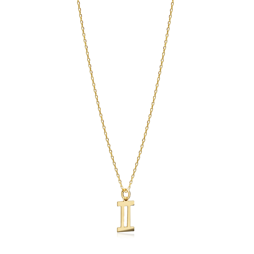 Gemini Zodiac Sign Plain Silver Charm Necklace