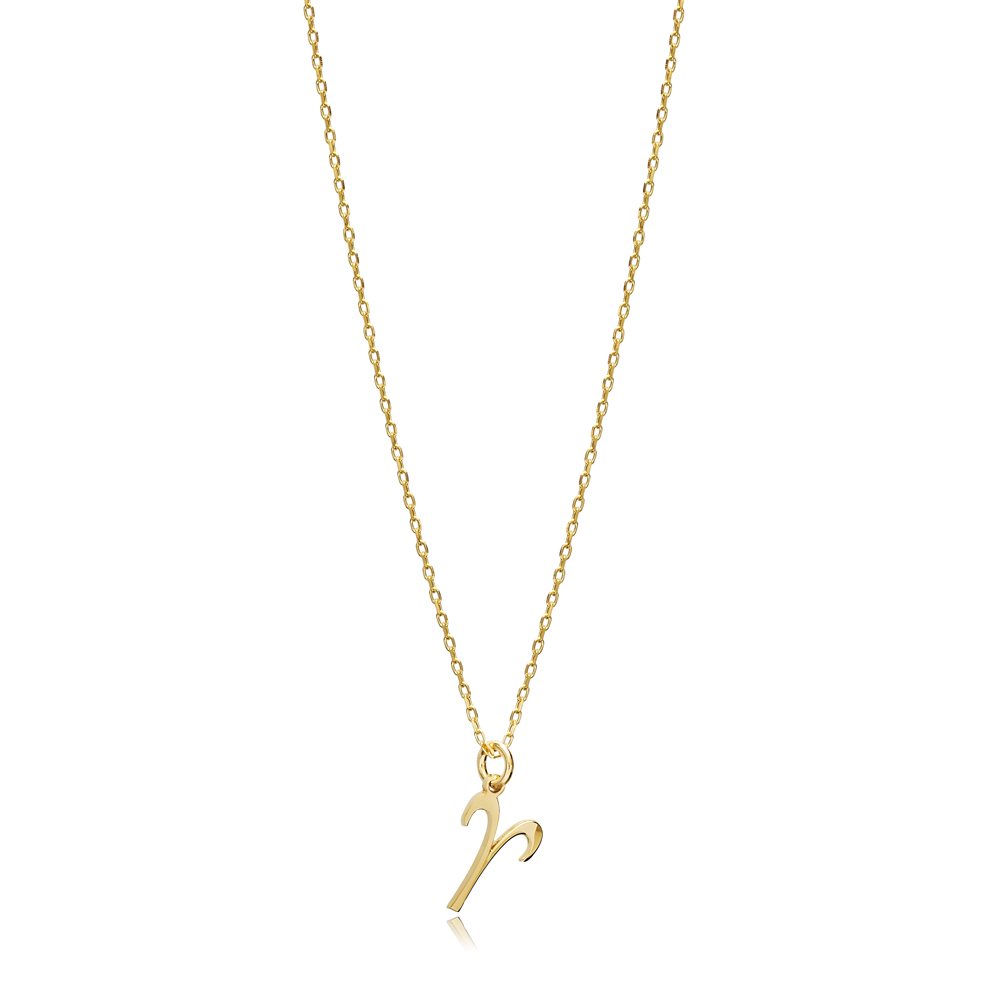 Aries Zodiac Sign Plain Silver Charm Necklace