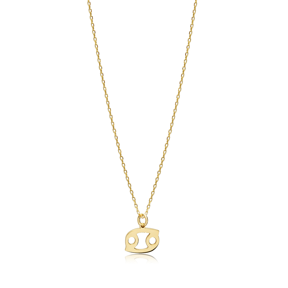 Cancer Zodiac Sign Plain Silver Charm Necklace
