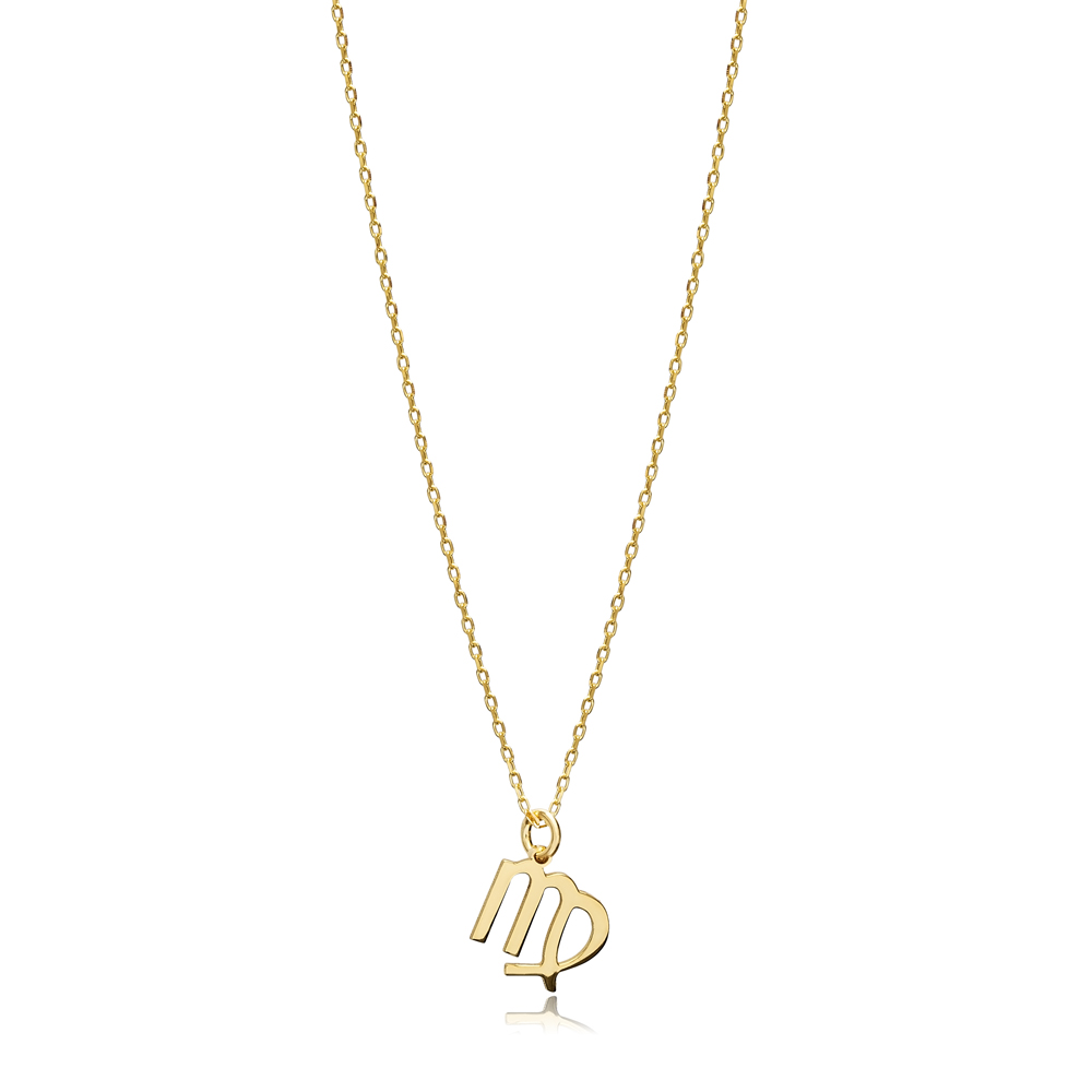 Virgo Zodiac Sign Plain Silver Charm Necklace