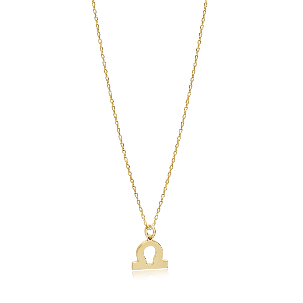 Libra Zodiac Sign Plain Silver Charm Necklace