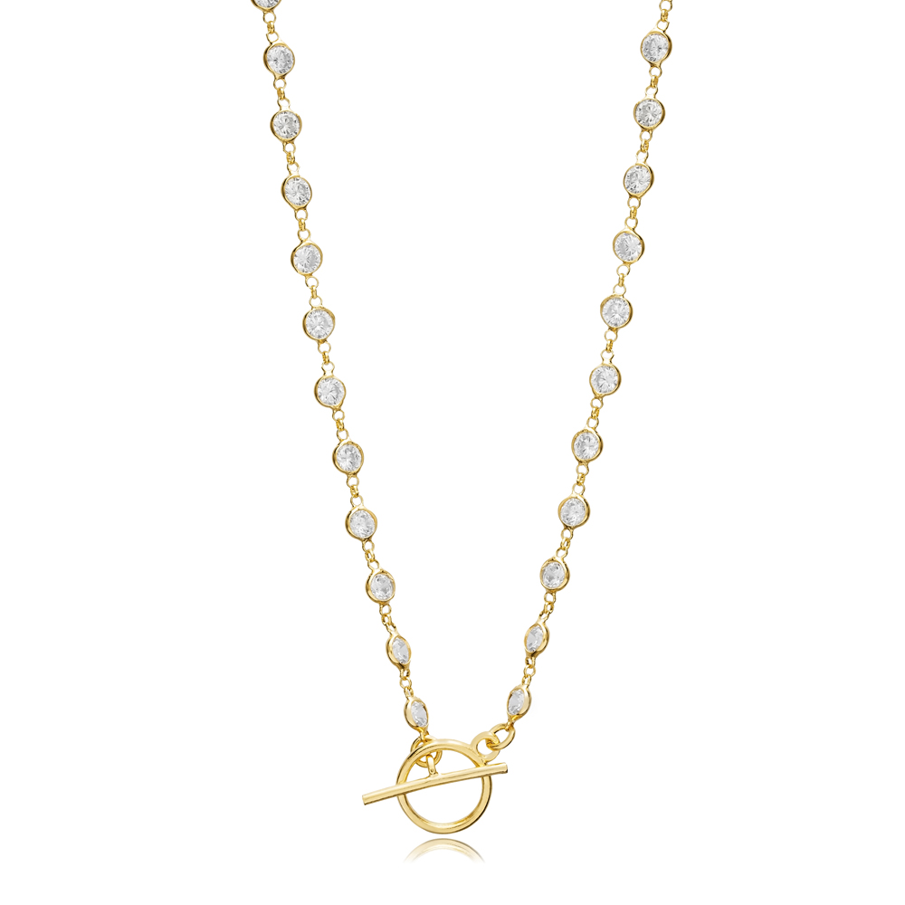 Stone Chain Pendant Unique Lock Charm Necklace