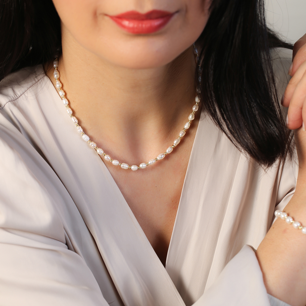 Pearl Pendant Ball Silver Charm Necklace