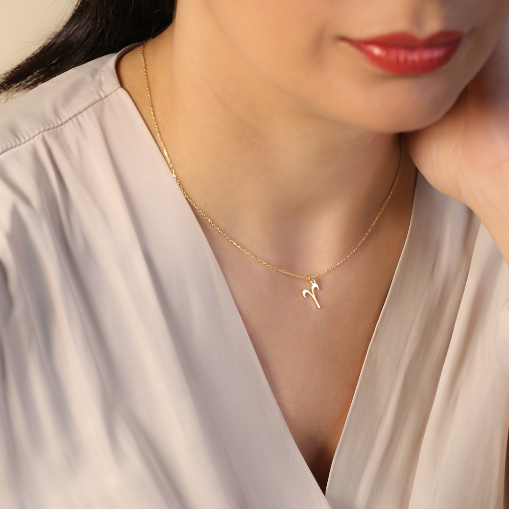 Aries Zodiac Sign Plain Silver Charm Necklace