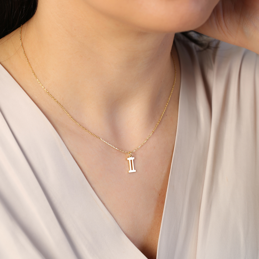 Gemini Zodiac Sign Plain Silver Charm Necklace