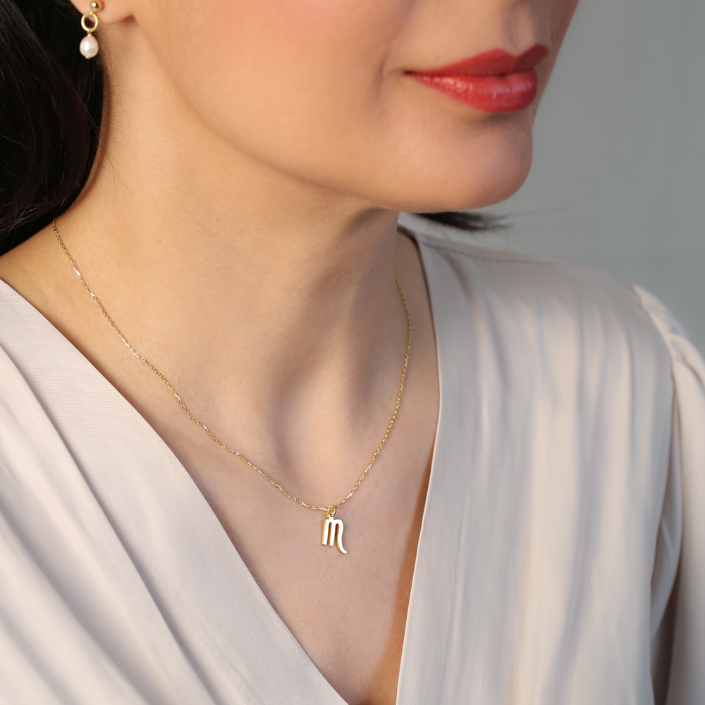 Scorpio Zodiac Sign Plain Silver Charm Necklace