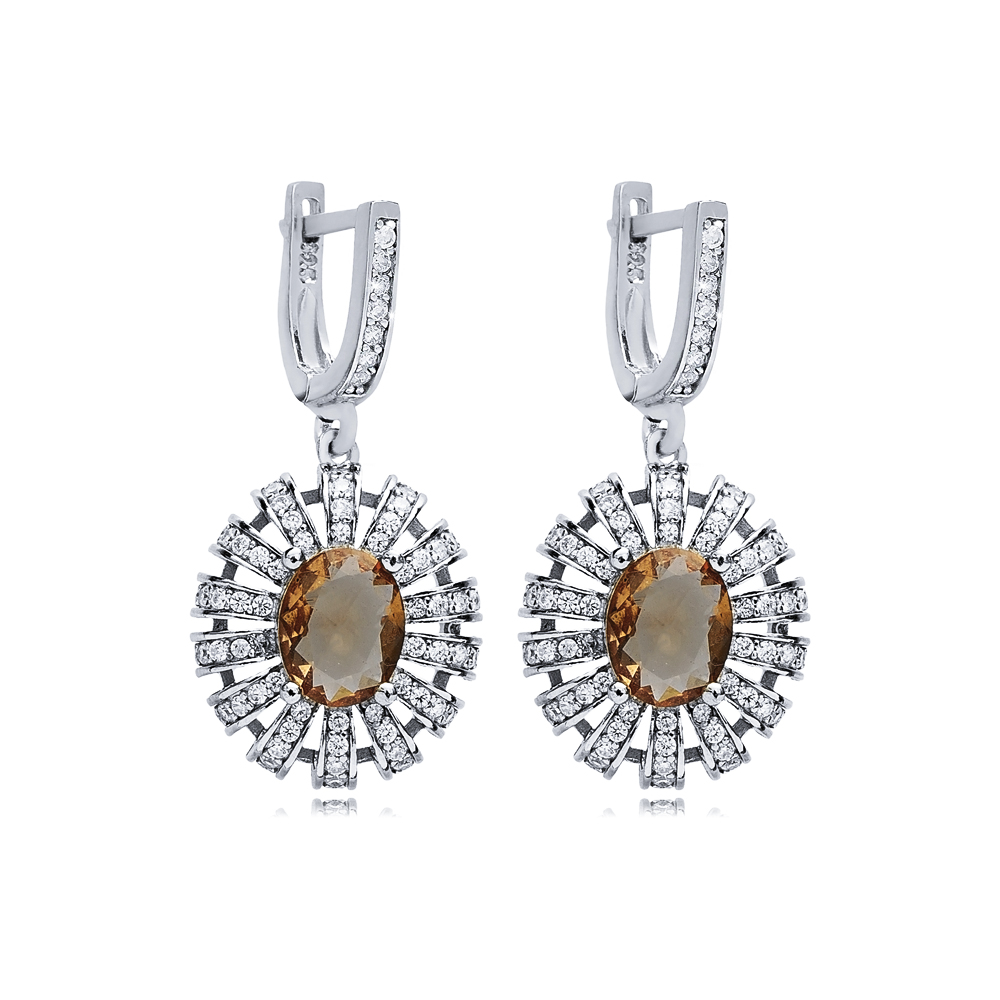 Oval Design Silver Dangle Zultanite Earrings