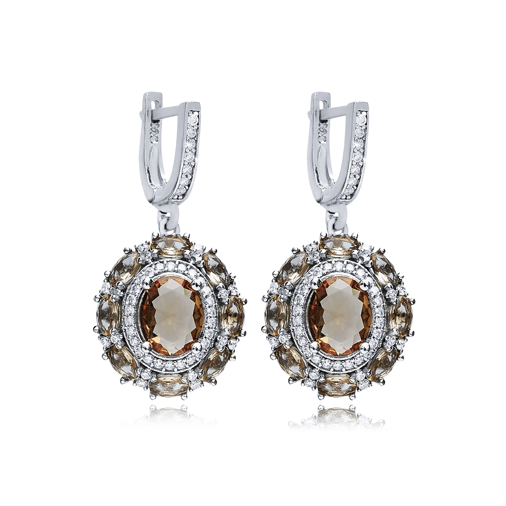 Oval Shape Dainty Silver Dangle Zultanite Earrings