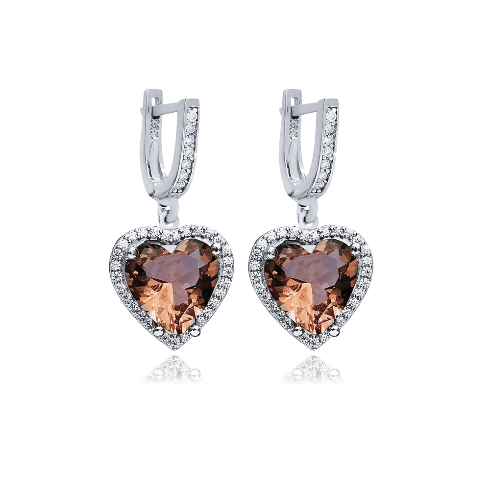 Heart Design Silver Dangle Zultanite Earrings