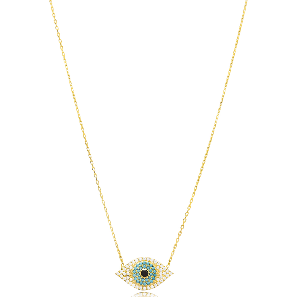 Elegant Evil Eye Silver Charm Necklace