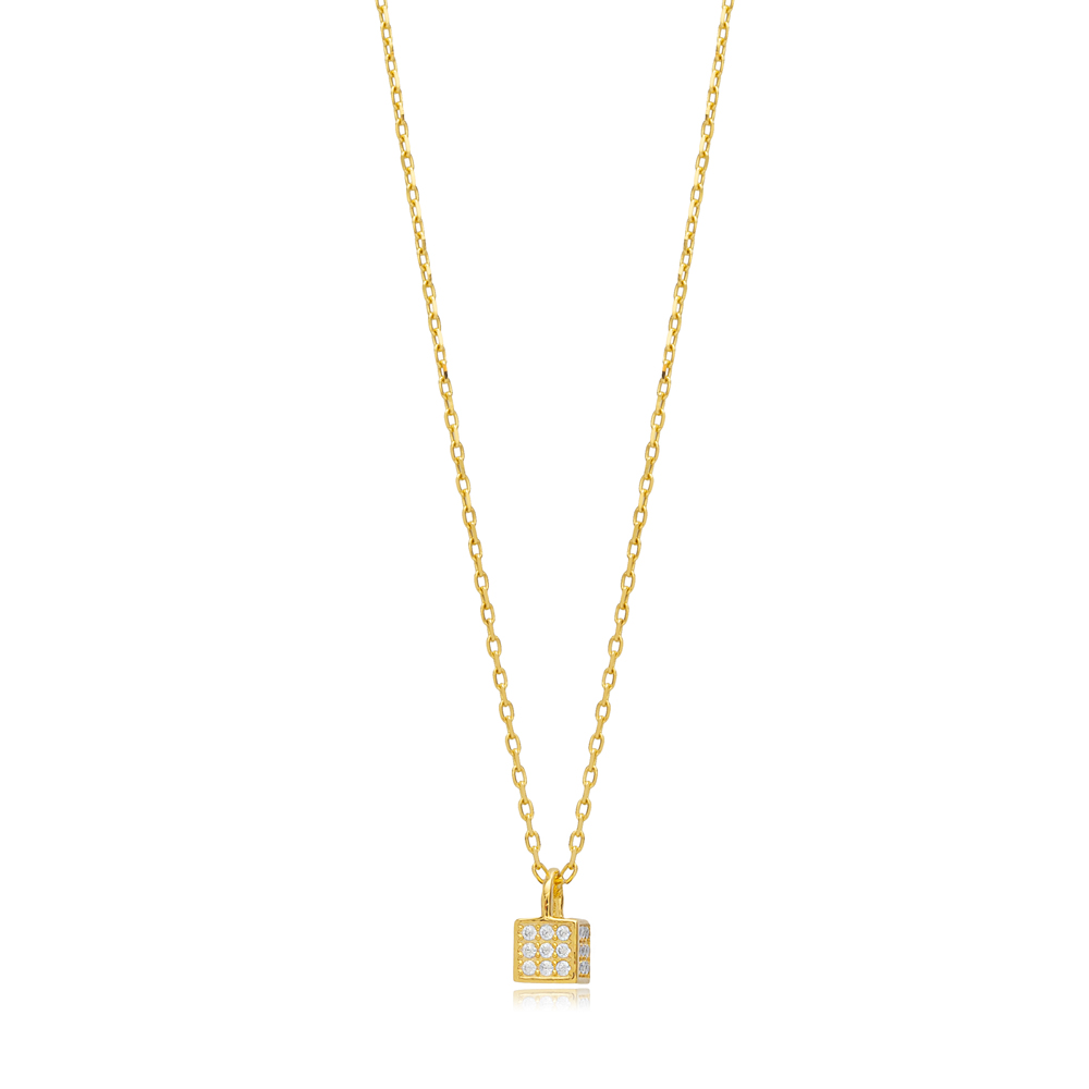 Tiny Design Clear CZ Stone Charm Necklace