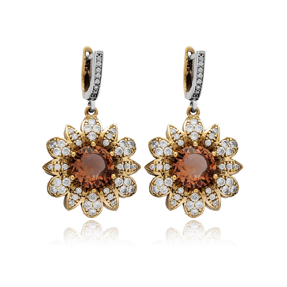 Zultanite Flower Authentic Turkish Dangle Earrings
