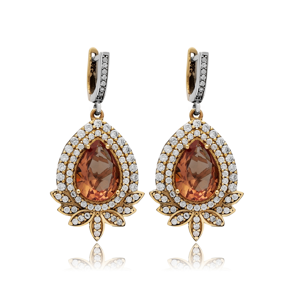 Zultanite Pear Authentic Turkish Dangle Earrings