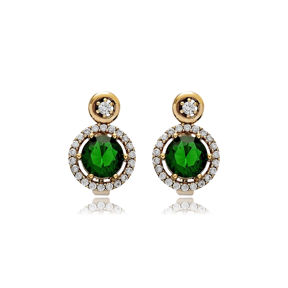 Emerald Round Design Authentic Earrings
