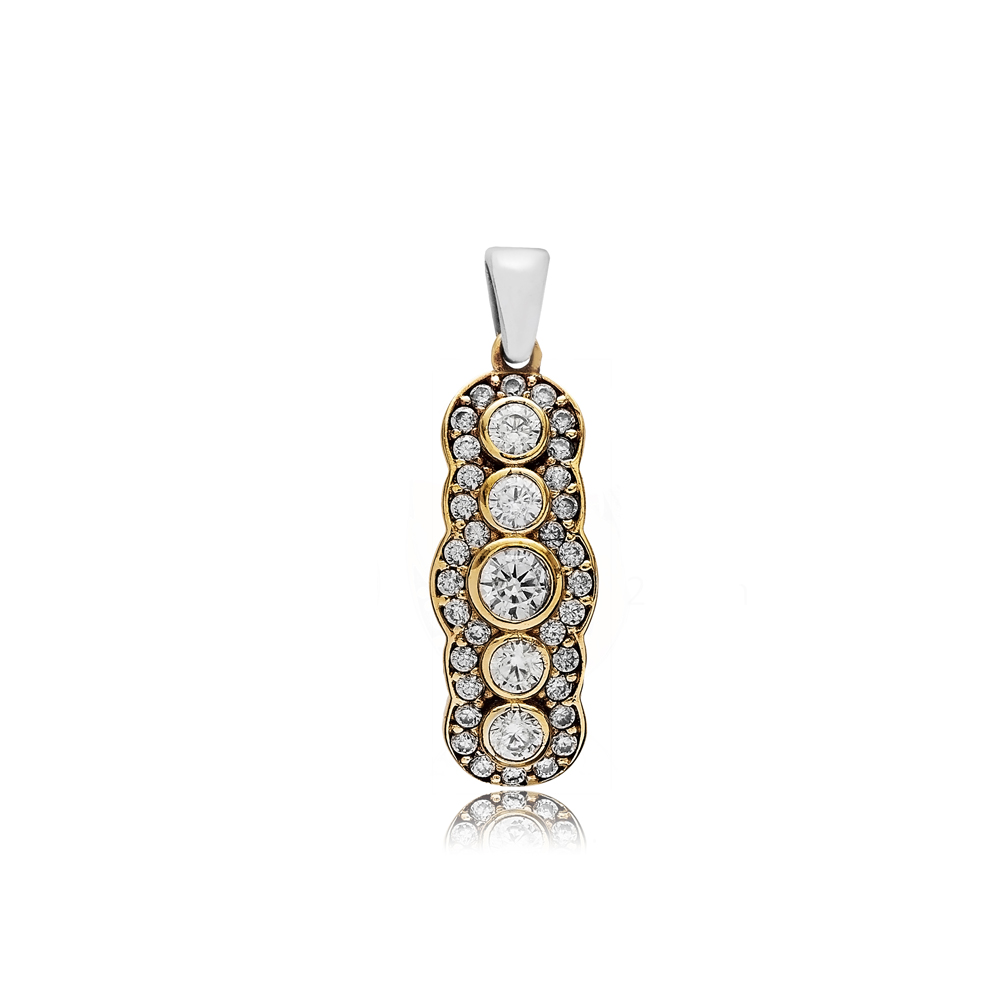 White CZ Round Design Authentic Pendant