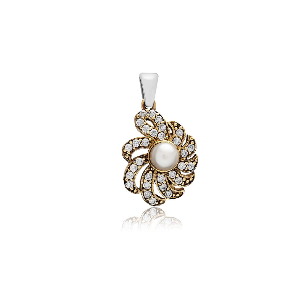 Pearl CZ Flower Authentic Pendant