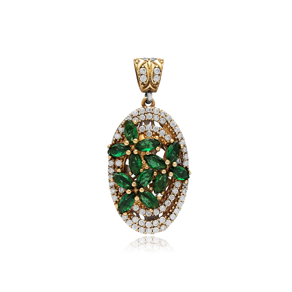 Emerald CZ Oval Turkish Authentic Pendant