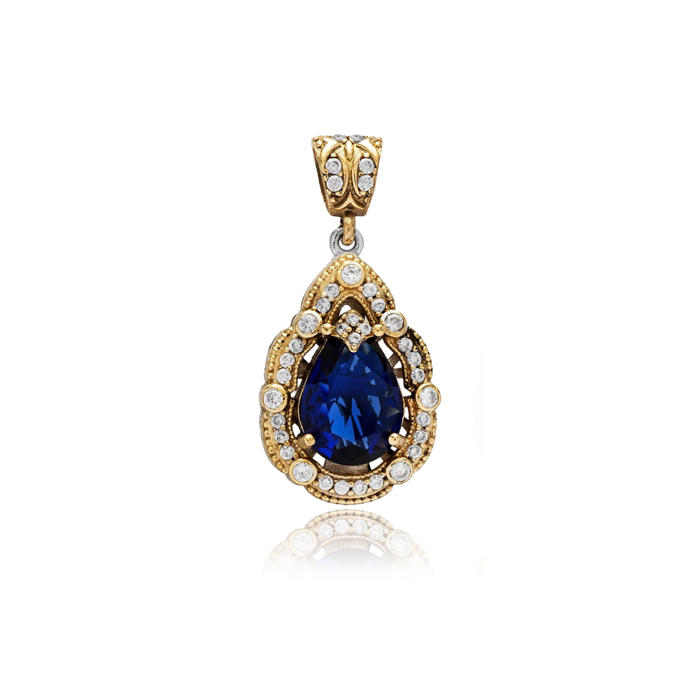 Pear Shape Sapphire CZ Authentic Pendant