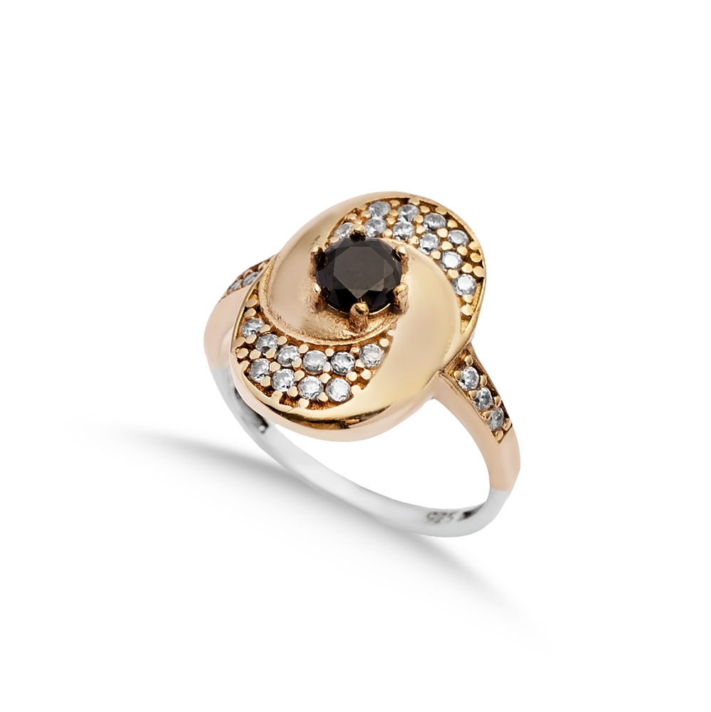 Black CZ Turkish Ottoman Silver Authentic Ring