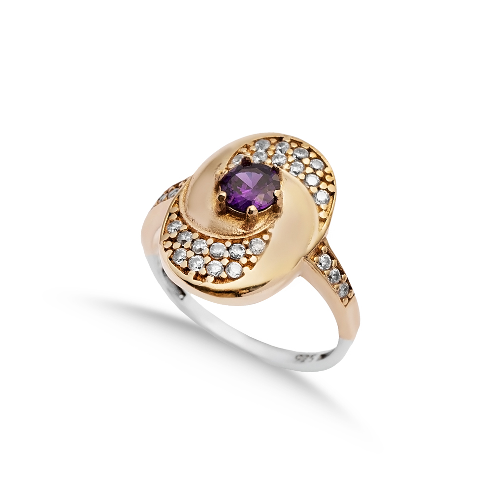 Amethyst CZ Turkish Ottoman Silver Authentic Ring
