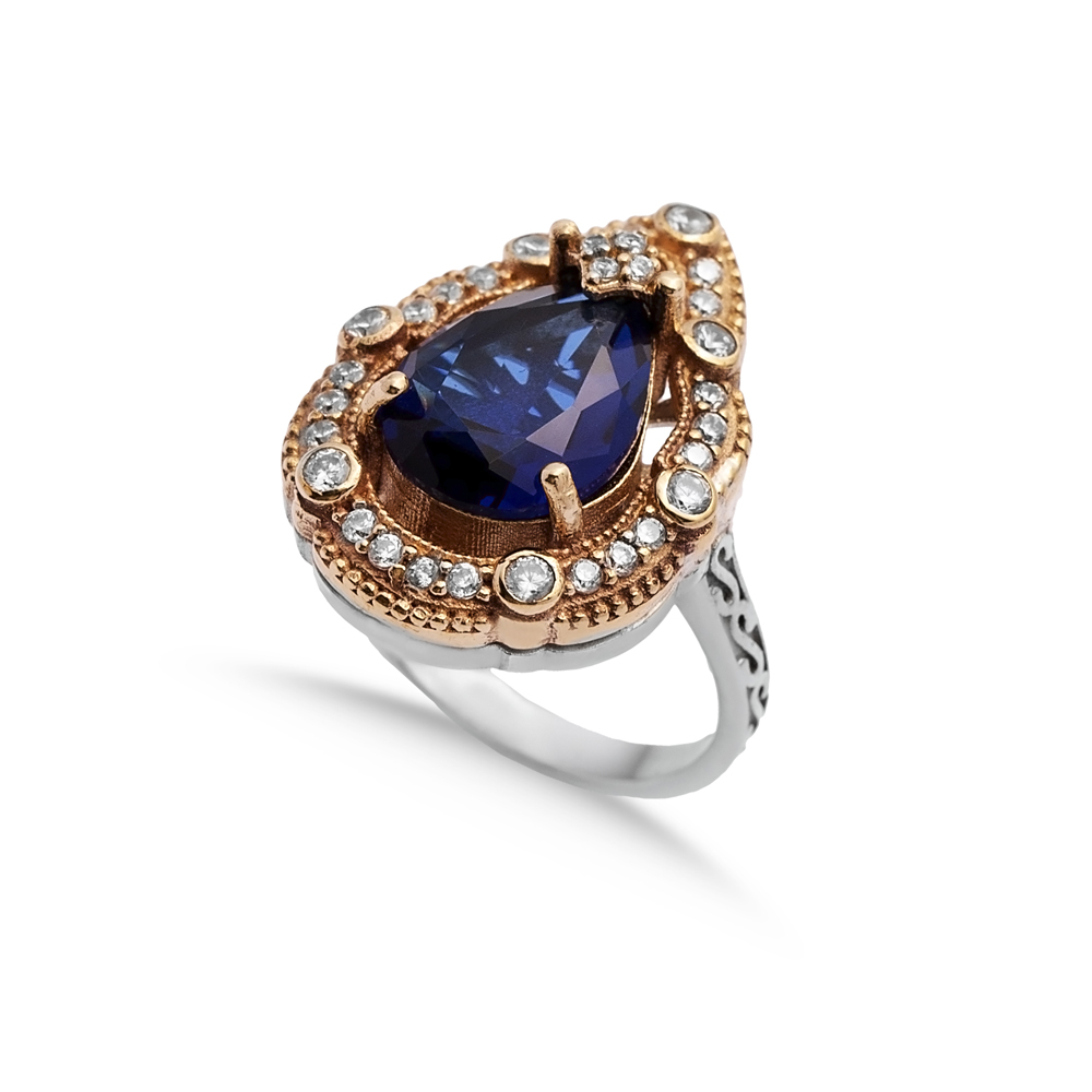 Sapphire Pear Ottoman Authentic Ring