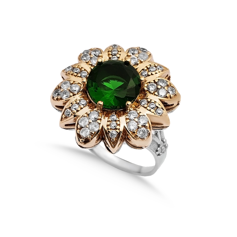 Emerald Flower Ottoman Authentic Ring
