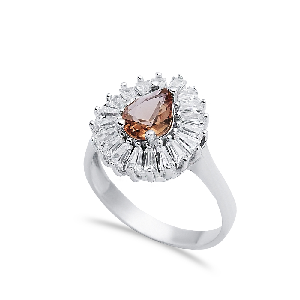 Pear Baguette Cluster Silver Zultanite Ring