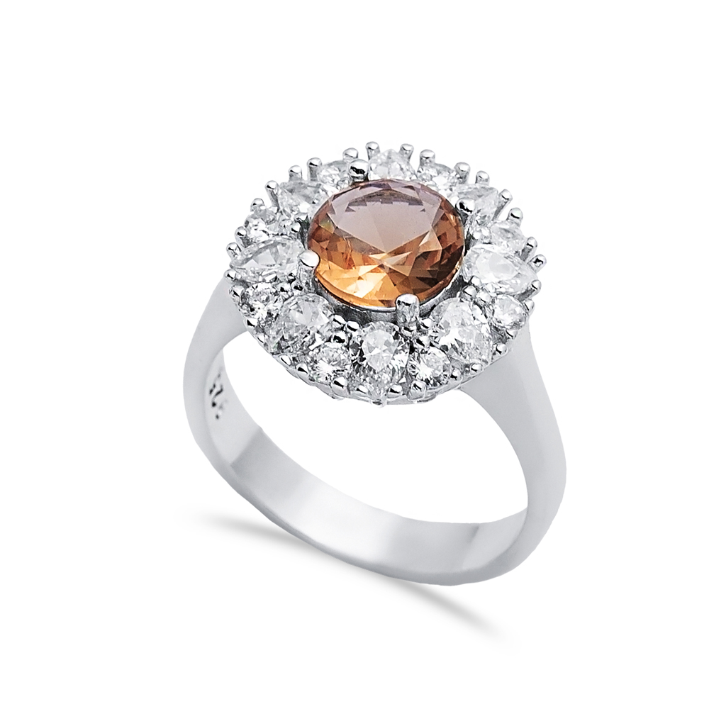 Round Pear Cluster Silver Zultanite Ring