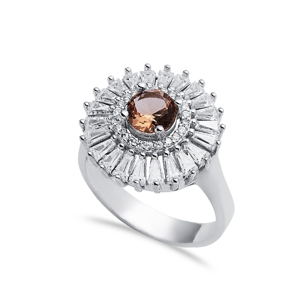 Ø18 mm Round Baguette Cluster Silver Zultanite Ring