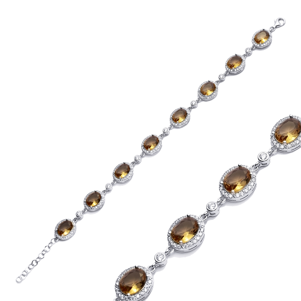 Oval Design Silver Cluster Zultanite Bracelet