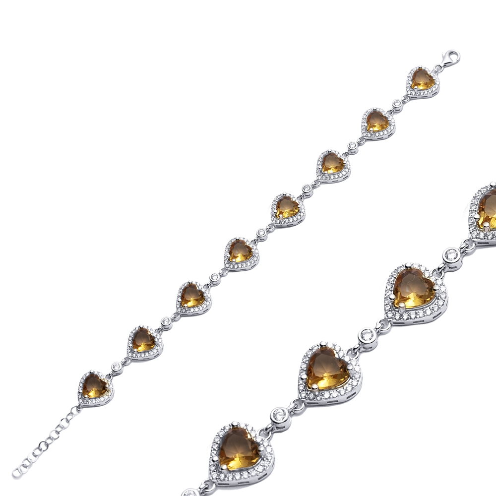 Heart Design Silver Cluster Zultanite Bracelet
