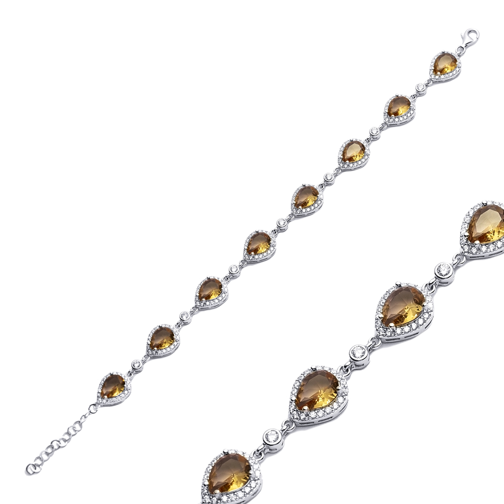 Pear Design Silver Cluster Zultanite Bracelet
