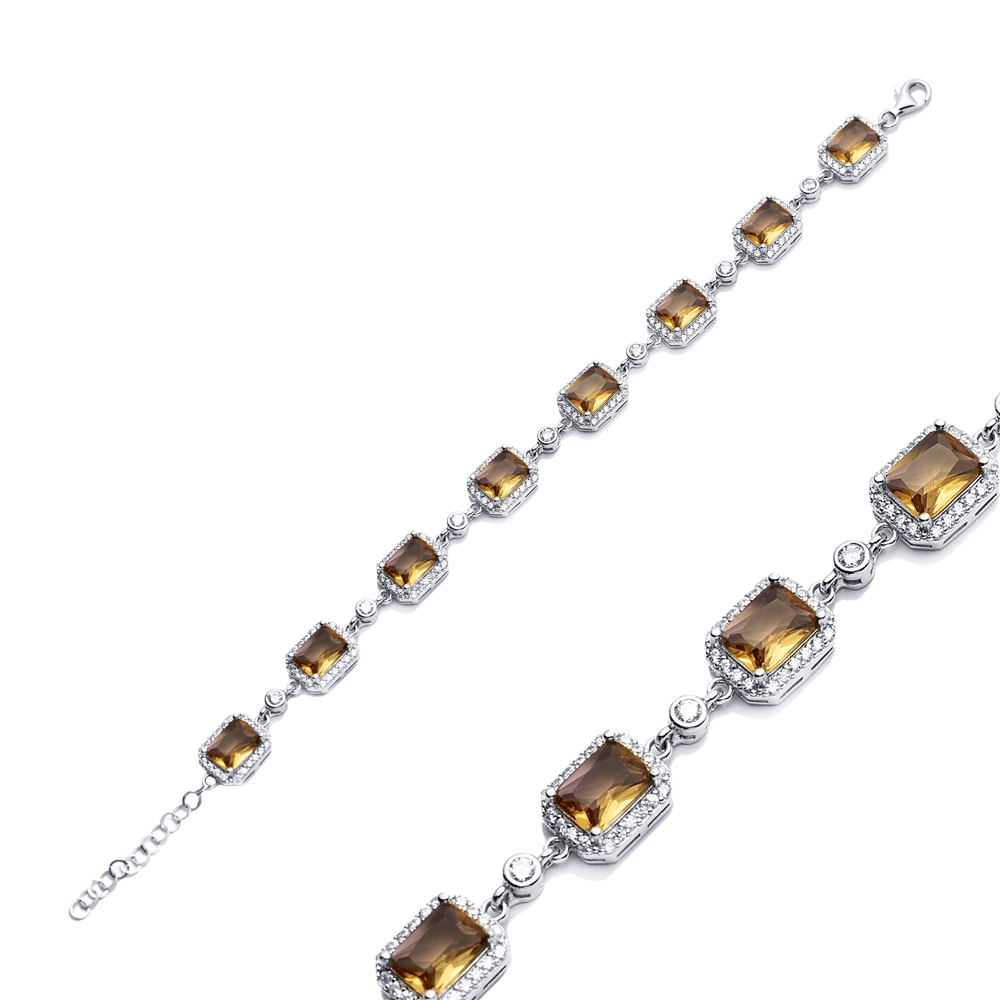Baguette Design Silver Cluster Zultanite Bracelet