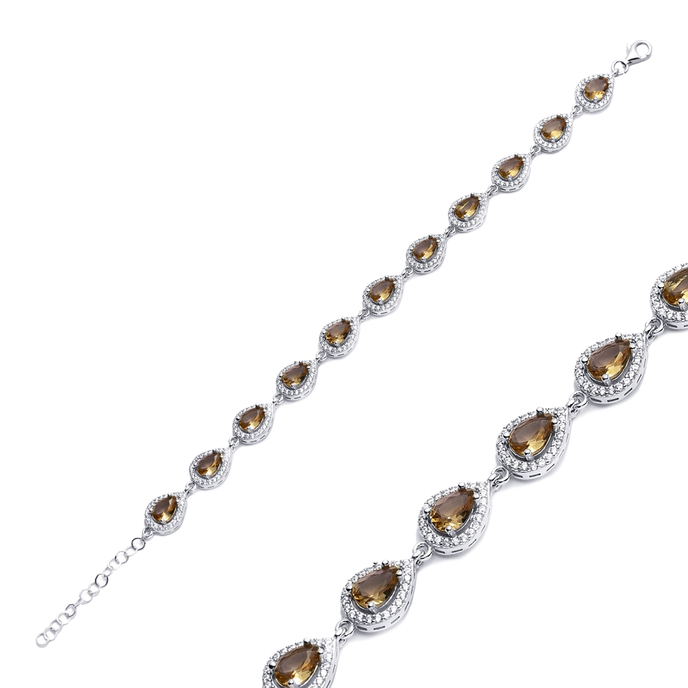 Pear Design Silver Cluster Zultanite Bracelet