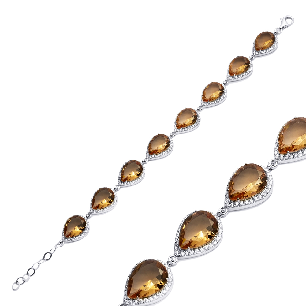 13x18 mm Pear Silver Cluster Zultanite Bracelet