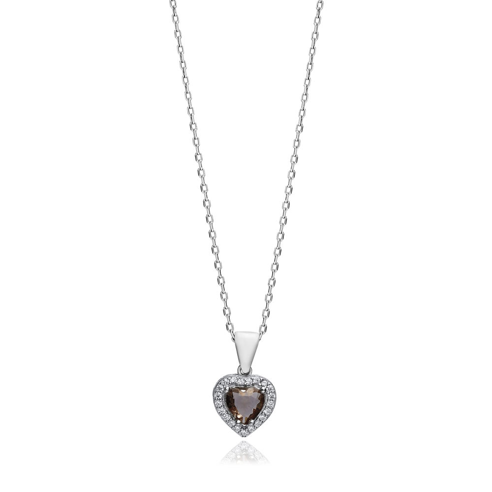 11 mm Heart Zultanite CZ Silver Charm Necklace