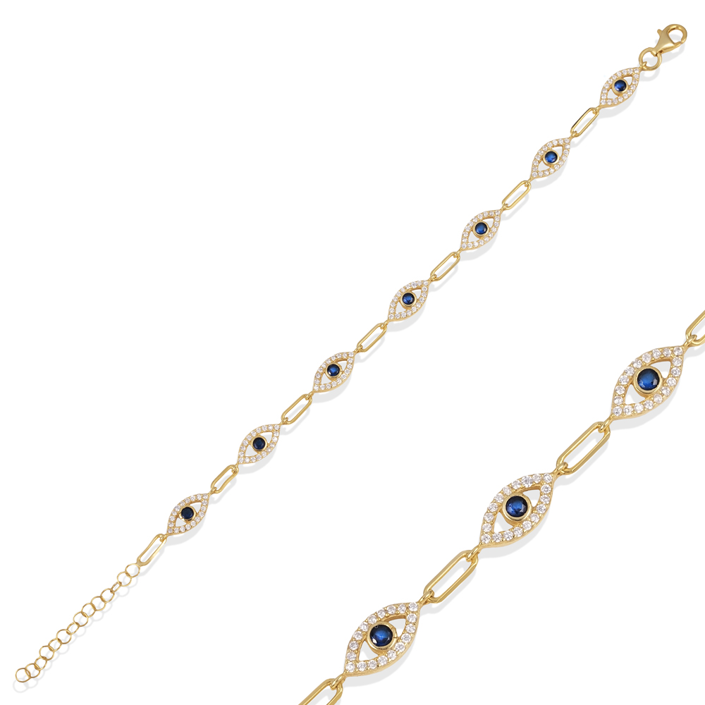 Sapphire Stone Evil Eye  925 Silver Bracelet