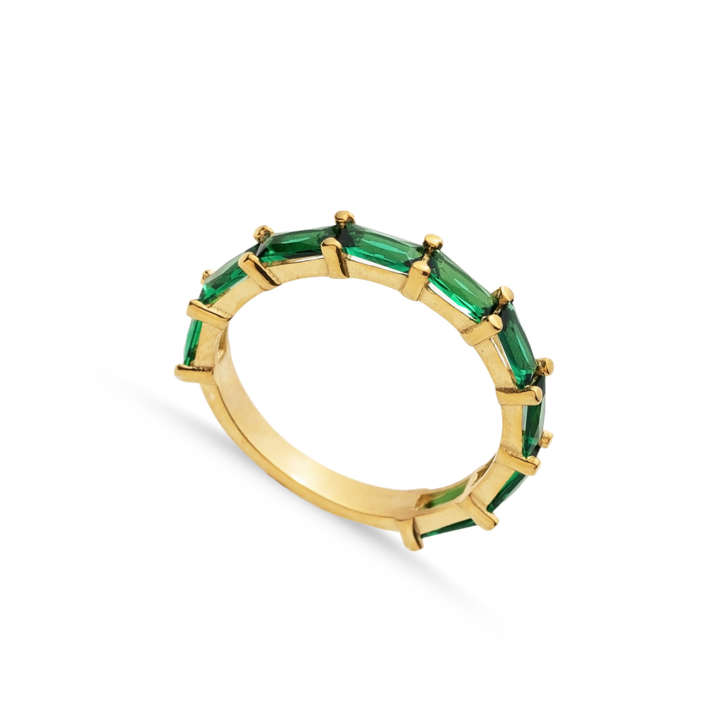 Emerald Baguette Ring Turkish 925 Silver