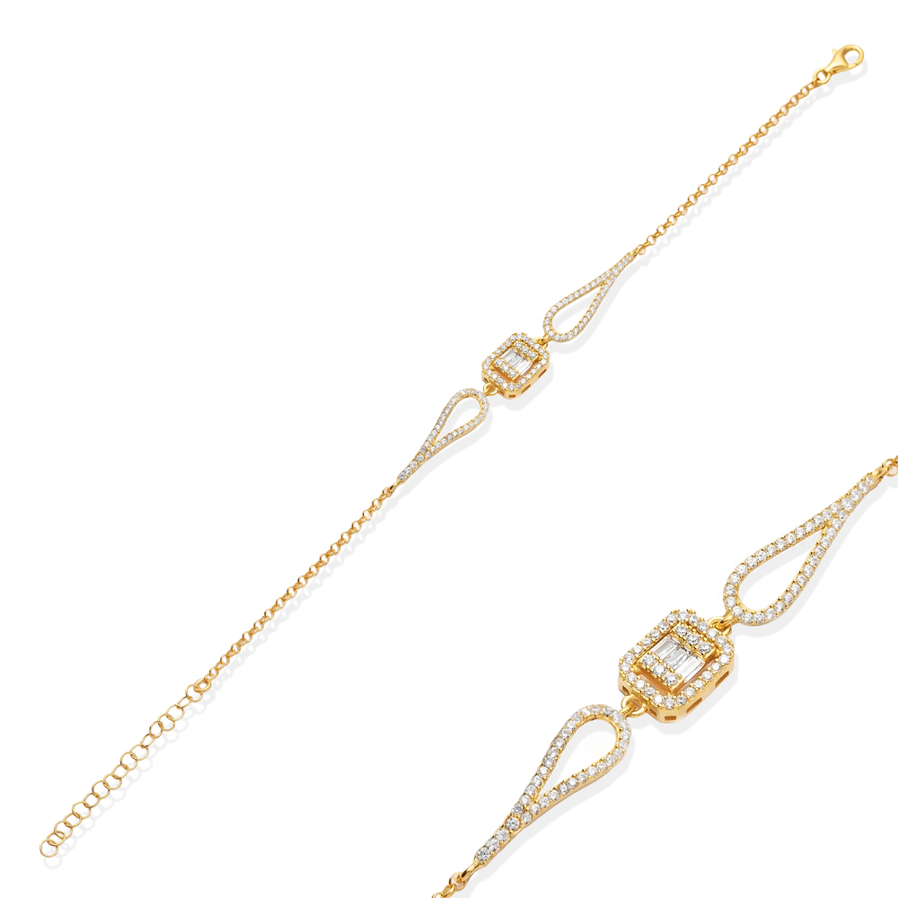 Rectangle Design Baguette CZ Stone Bracelet