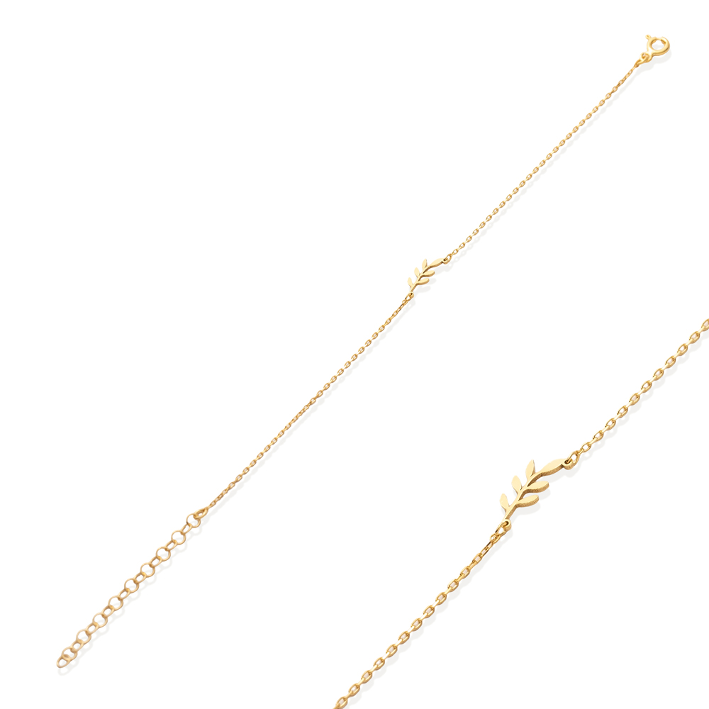 Plain Leaf Branch Design 925 Charm Bracelet