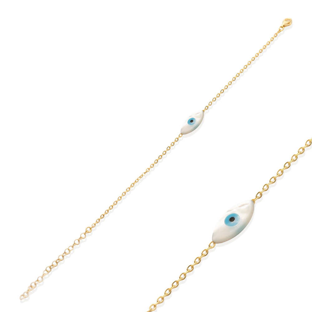 Evil Eye Mother of Pearl 925 Charm Bracelet