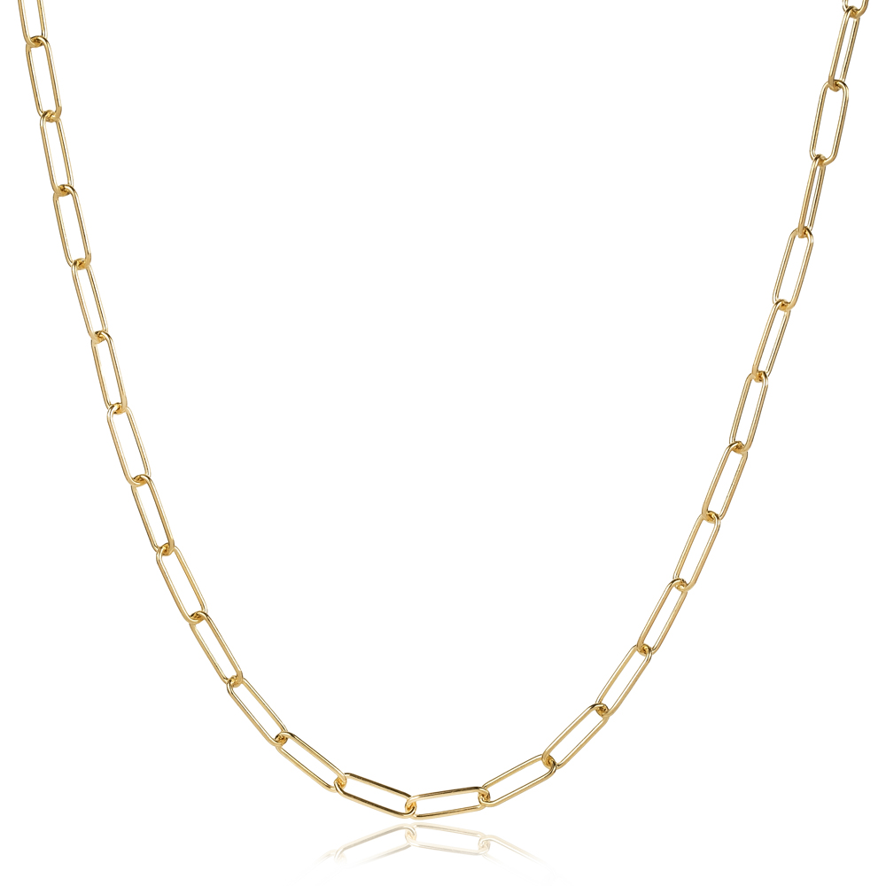 Paperclip Design 925 Silver Chain Necklace