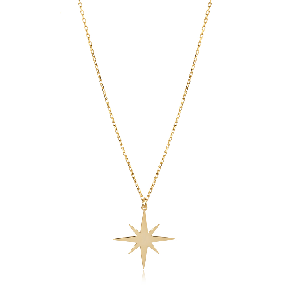 New Plain North Star Design Charm Necklace